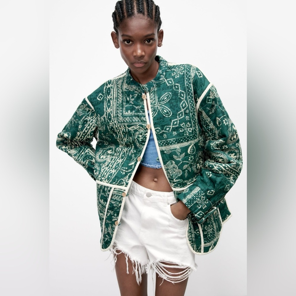NWT Zara Reversible Green Quilted Jacket - The Elenor Jacket